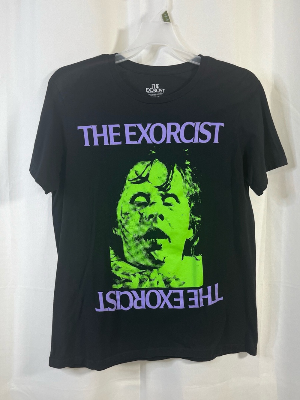The Exorcist Men's Big Graphic Black TShirt Green and Purple Double Sided Tee XL